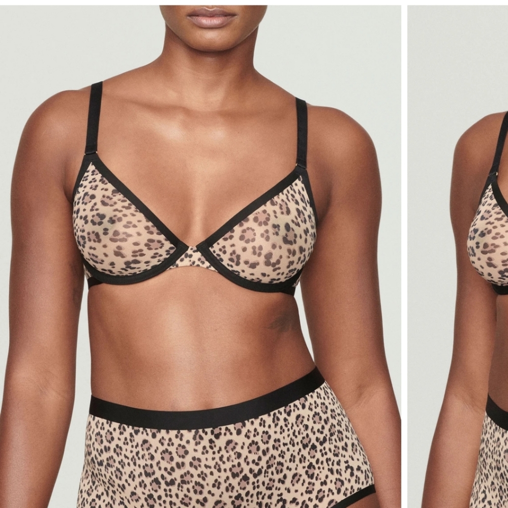 CUUP plunge bra 36E leopard print
